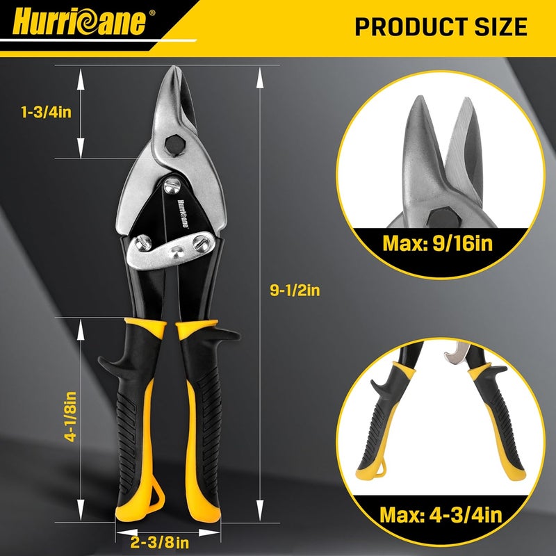 Hurricane Bulldog Aviation Tin Snips, 9-1/2 Inch. Straight Cut Bulldog Metal Cutters, Bulldog Cut Aviation Snips, Sheet Metal Shears, for HVAC & DIY Projects - Image 3